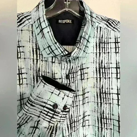 Bespoke Men’s Long Sleeve Button Down Shirt Size 2XL Graphic Print Blue - Picture 6 of 6